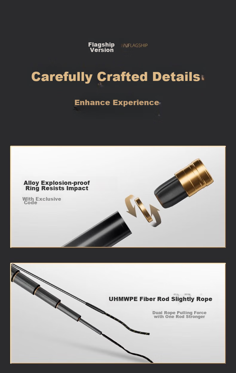 Woding King of Kings Flagship Edition Fishing Rod, Carbon Fiber Ultra-Light Big Fish Rod, Fishing Pole for Platform Fishing And Hand Fishing, 5.4 Meters, 5.5H 11
