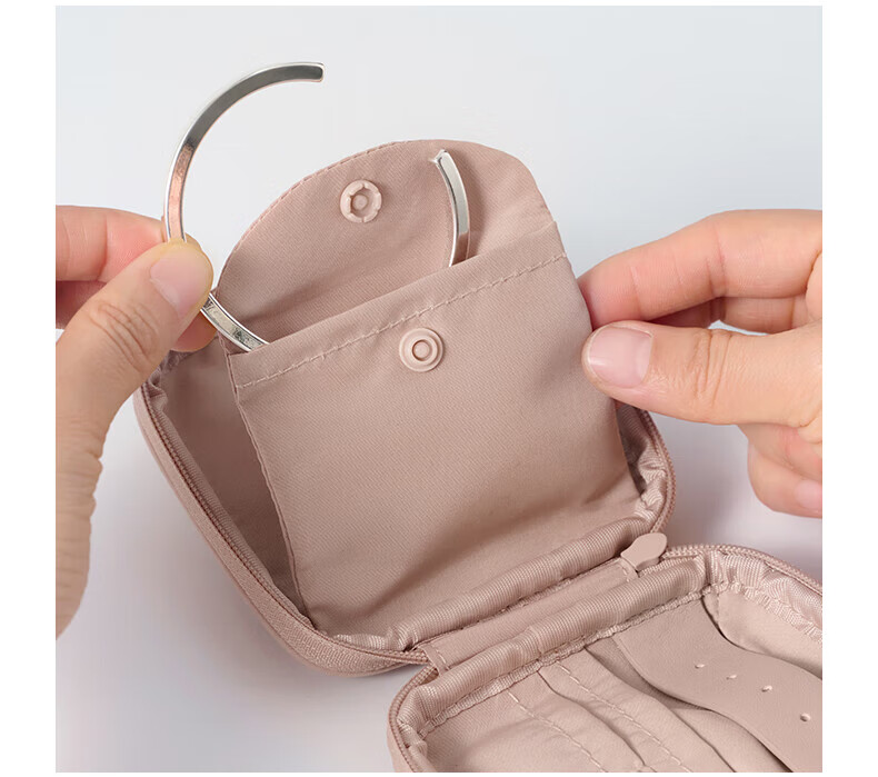MUJI Polyester Jewelry Bag, M Pink Rice Color 16