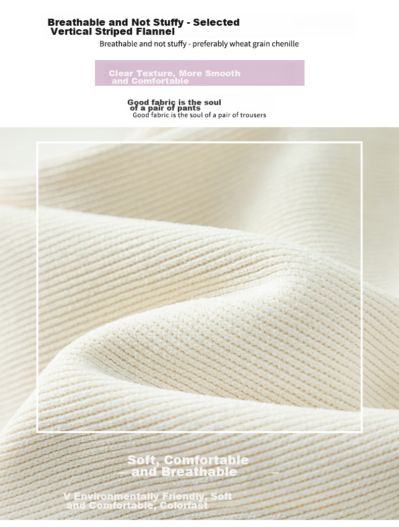 LangSha White Chenille Slim Wide-Leg Pants for Women, Spring And Autumn Thin Style, High-Waisted Draping Straight-Leg Corduroy Casual Sports Trousers 6