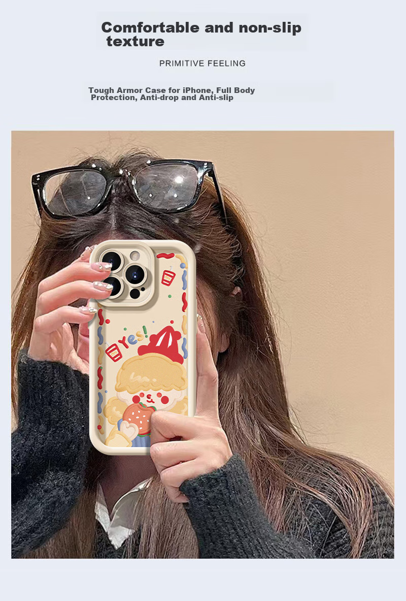 Jiangming IPhone 15 Pro Max Case, Apple 15 Pro Max Protective Cover with Bracelet, Skin-Friendly Soft Shell, Full Protection, Shockproof, Independent Buttons, Fresh Cartoon Design for Wome 2