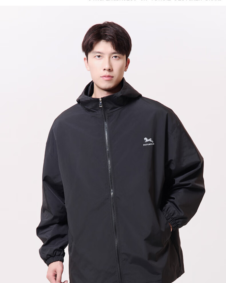 Dingfengbaoluo American-Style Windbreaker Jacket for Men, Spring 2023 New Year Outdoor Coat DFJK01 Black 3XL 4