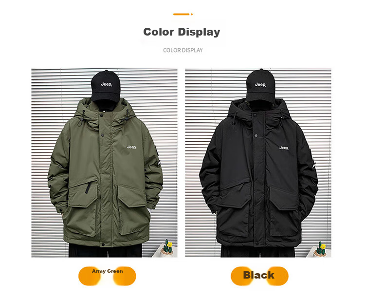 JEEP Men's down Jacket, Winter Warm Casual Workwear Coat, Trendy Menswear, Army Green, 2XL 9