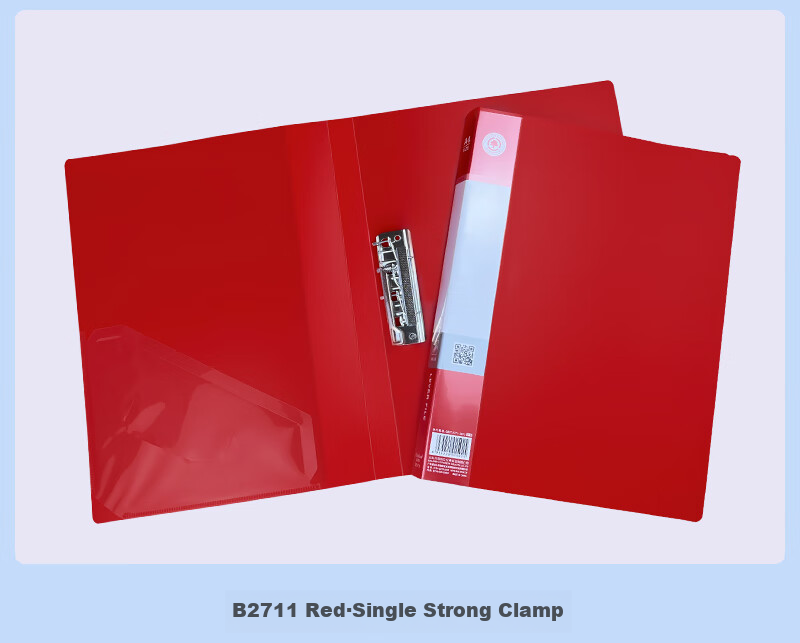 Bailiwen B2713 Red File Folder, Single Long Clamp, A4 Document Folder, File Organizer, Business Office Contract Folder, Paper Clip, Meeting Document Folder 11