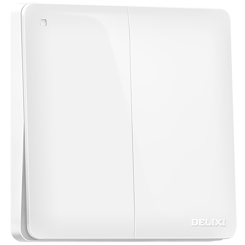 DELIXI CD821 Double Switch Single Control, 86-Type Fluorescent Indicator Large Panel, One-Key Dual Control, Ceramic White, Living Room