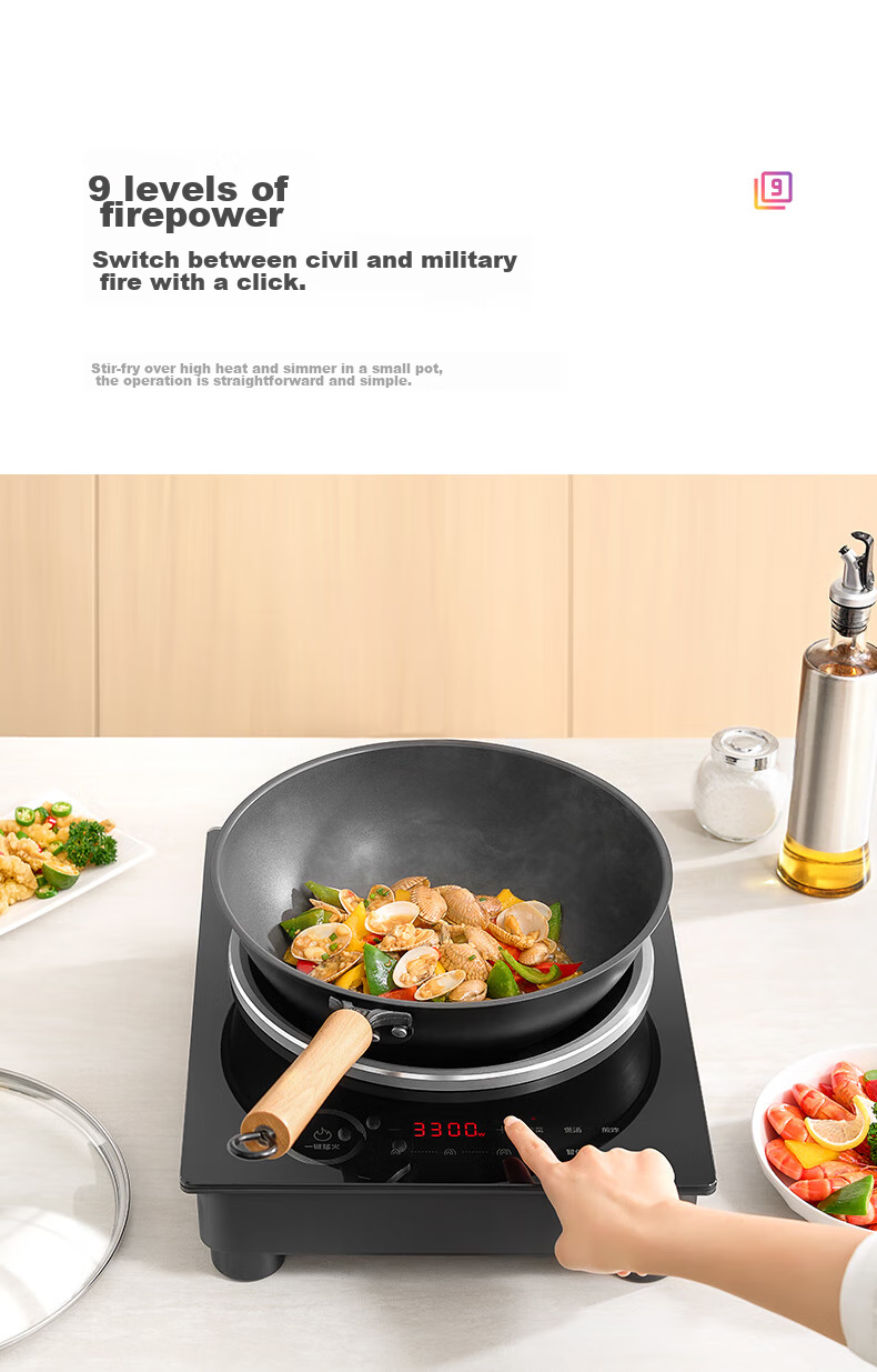 Hualing Midea Electromagnetic Cooker, 2200W High Power, Wide Heat Distribution, Durable And Wear-Resistant Panel, Eight Heat Settings, Waterproof Induction Stove, Hot Pot Cooker WH-E22F02 10