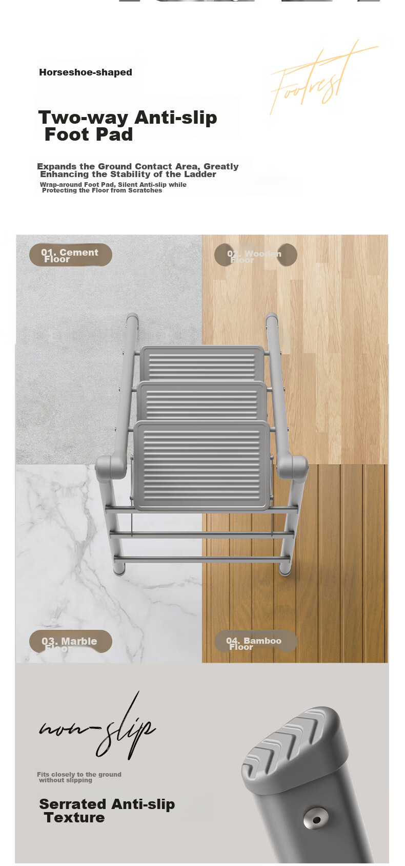 Kentai Folding Ladder, Household A-Frame Ladder, Indoor Multi-Functional Thickened Four-Step Engineering Flower Stand Ladder F1W-HUI4 15