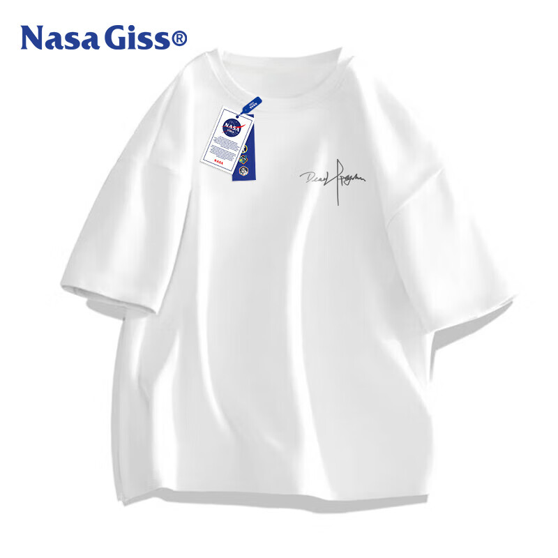 Мужская футболка NASA GISS, трендовая, летняя, из 100% хлопка, с круглым вырезом, принтом, свободного кроя, с коротким рукавом, белая, размер XL
