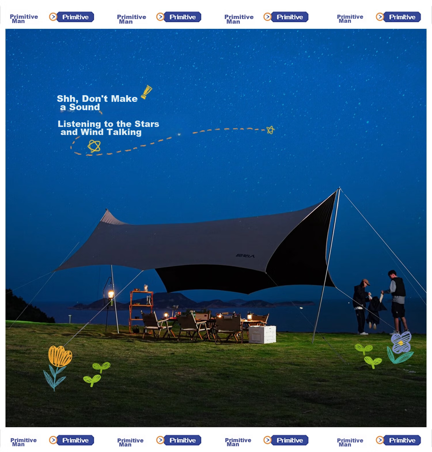 The Primitive Vinyl Canopy Tent, Outdoor Camping Equipment Set, Wild Camping Picnic Sun Protection, Octagonal Butterfly-Shaped Sunshade 26