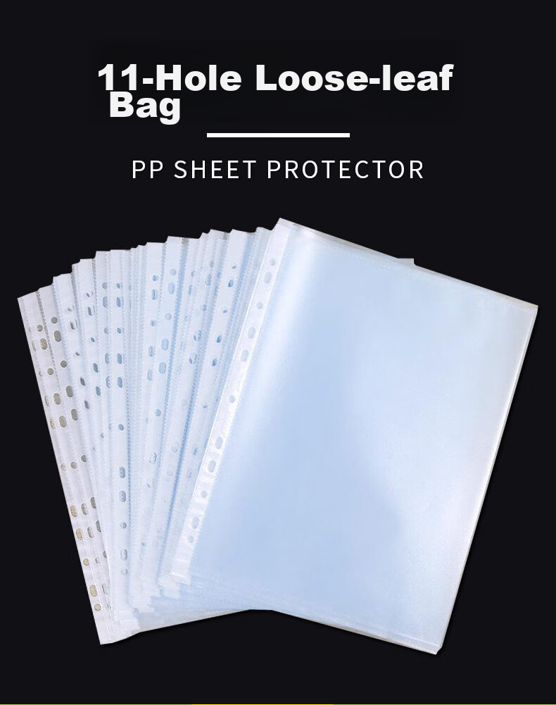 Bailiwen EH303/4 Loose-Leaf Binder (100 Pieces), 11-Hole File Folders, Refill Pockets, Transparent Document Sleeves, File Protectors 1