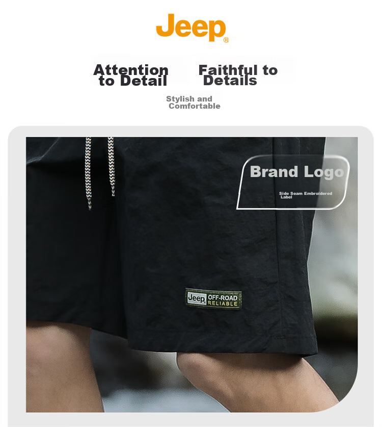 JEEP Men's Shorts, Summer Straight-Leg Loose Casual Five-Point Pants, Ice Silk Thin Mid-Length Trousers for Men, 001 Khaki, XL 4