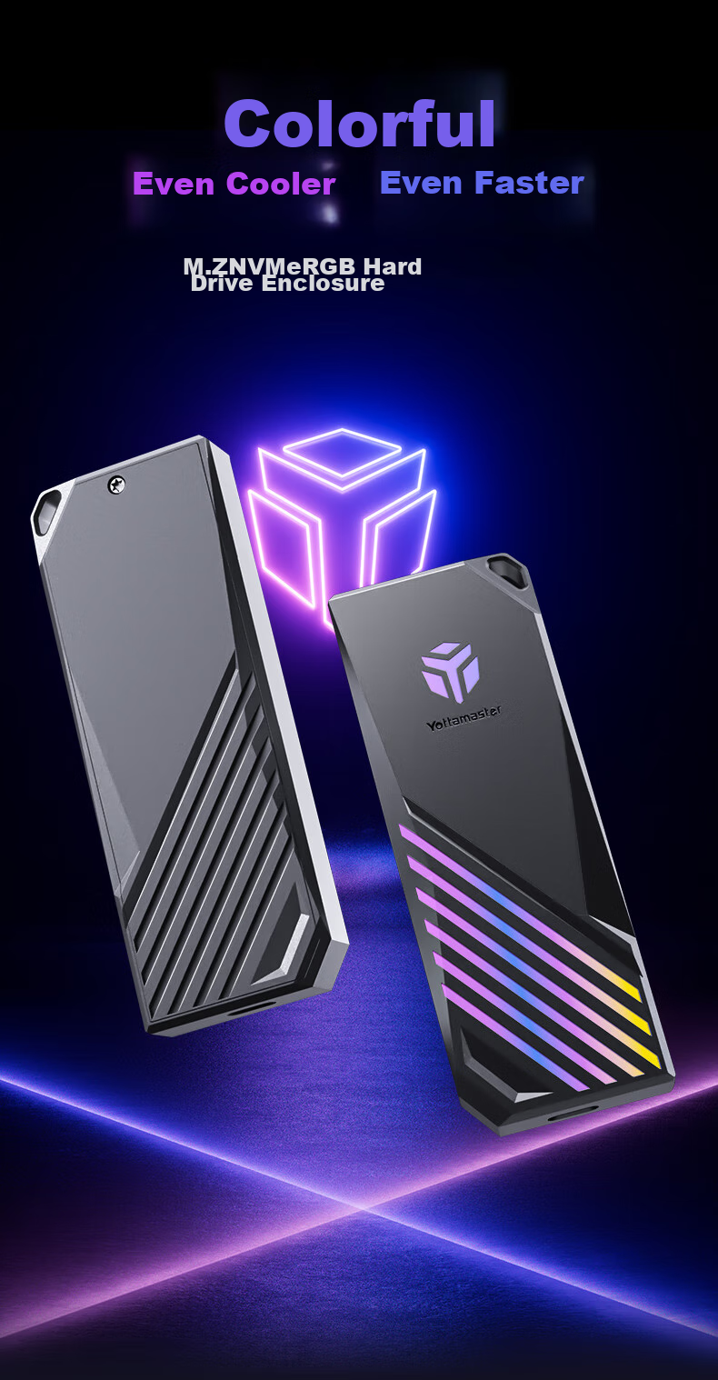 Yottamaster M.2 Hard Drive Enclosure, NVMe Portable Hard Drive Enclosure, RGB Synchronized Light, Type-C 3.2 Interface, 10Gbps External Case, Suitable for Black Myth: Wukong And Laptops 2