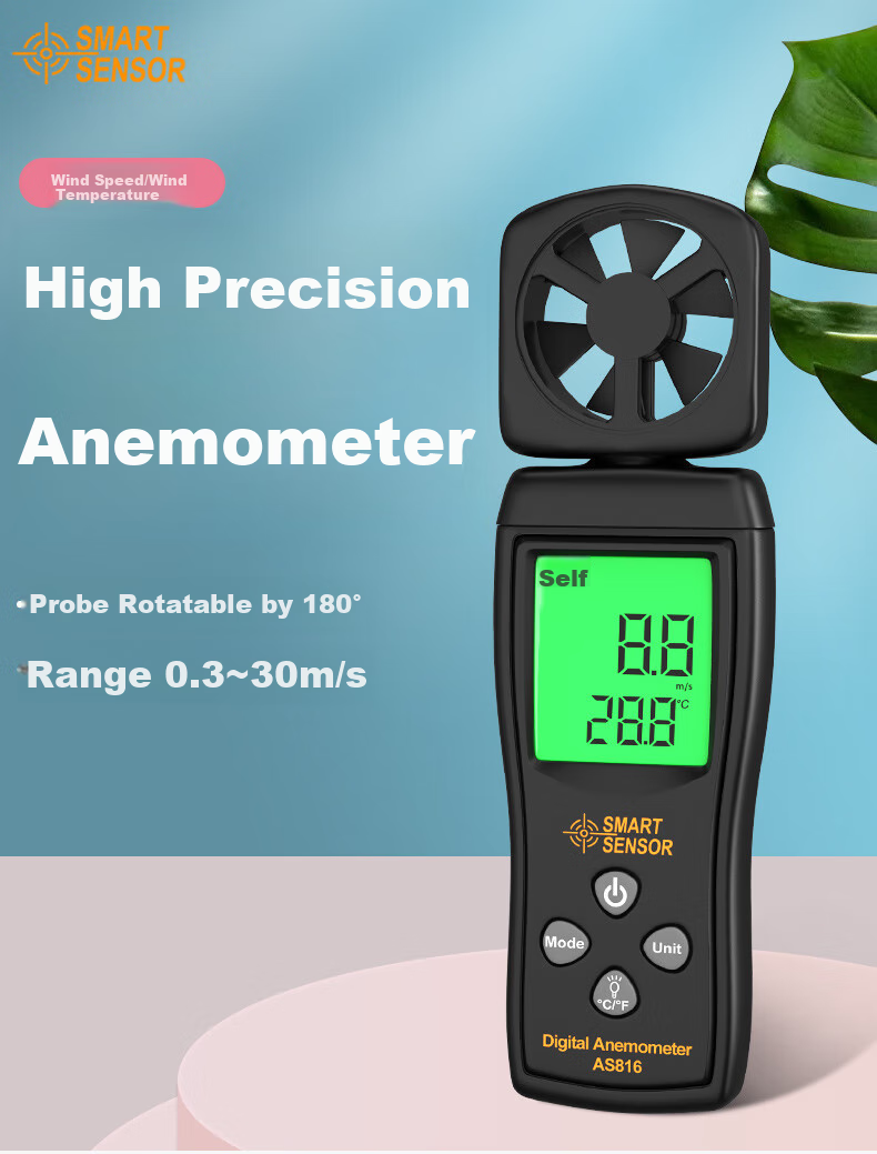Xima AS816 Anemometer, Wind Thermometer, Wind Speed Meter, High-Precision Wind Speed Measuring Instrument 1