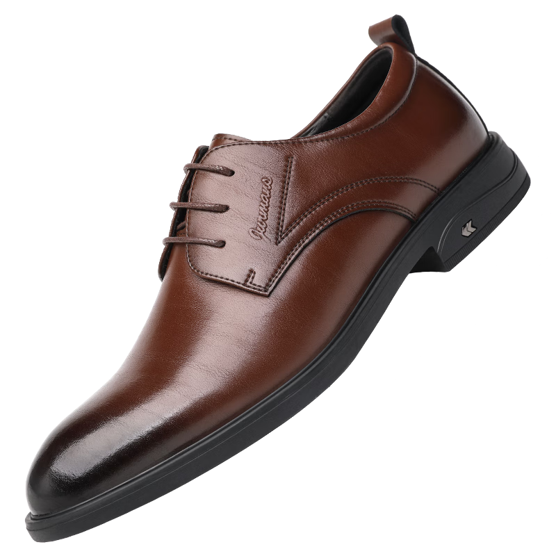CARTELO Soft Cowhide Men's Shoes, Business Breathable Casual Leather Shoes, Retro Distressed Wear-Resistant Wedding Shoes for Men 9645, Brown, Size 40