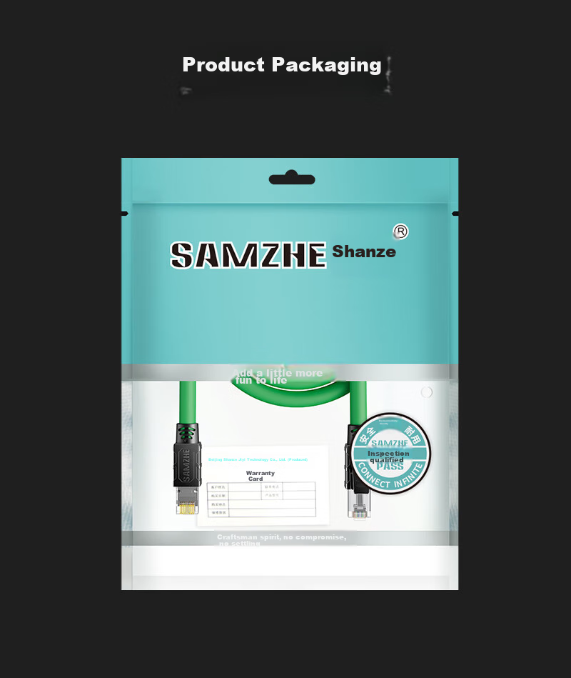 SAMZHE Cat6A Industrial Twisted Pair Cable, High Flexibility Double-Shielded Pure Copper, 10 Gigabit Profinet Servo Tank Finished Cable, Green, 0.3 Meters, SPFC6A-03 15