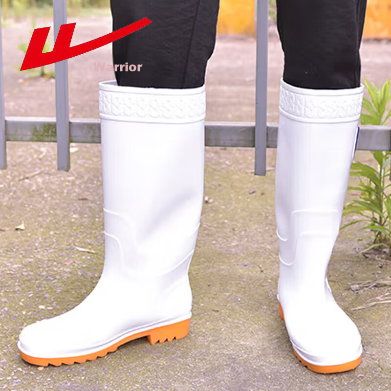 Warrior Men's Mid-High Rain Boots, Rubber Overshoes, Waterproof And Oil-Resistant Food Boots, Kitchen Boots 8867, White, Size 39