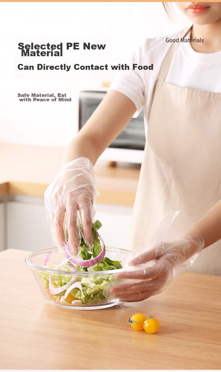 MARYYA Disposable Gloves, 200 Pieces, Food-Grade Pull-Out Plastic PE Thickened Leak-Proof Household Kitchen Transparent Film 4