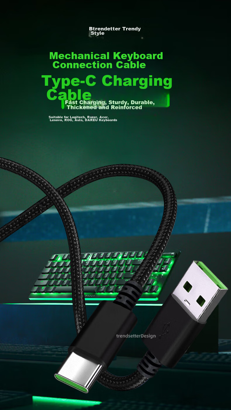 Chaofan Mechanical Keyboard Cable, Type-C Charging Cable, Suitable for Aishitou Fe87, Macro, Hynix VGN, Wolf Spider, Daulou RK, Fankoo, Logitech, Razer ROG, Lenovo Data Cable 1