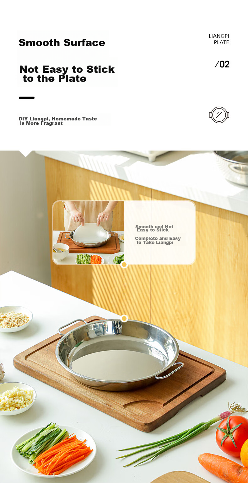 Guangyi 304 Stainless Steel Liangpi Plate And Liangpi Gong, Steaming Tool for Liangpi And Rice Noodle Rolls, 26cm GY7632 4