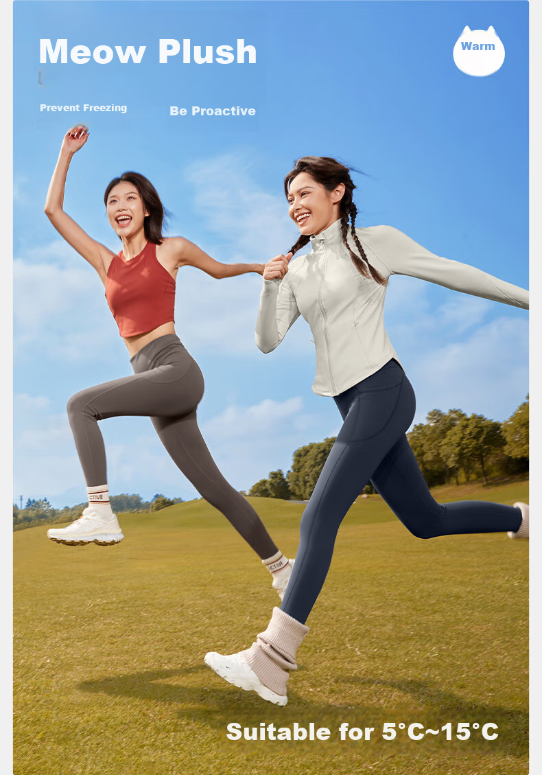 VFU Meowmeow Fleece Yoga Pants for Women, High-Waisted Butt-Lifting Sports Pants, Autumn And Winter Warm Fleece-Lined Fitness Pants, Plum Purple, Size L 2