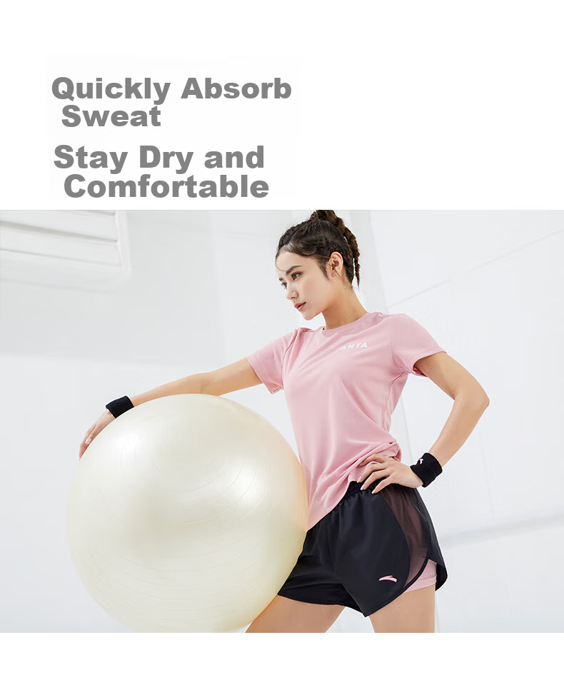 Anta Quick-Dry Sports Set | Women's Summer New Breathable Short Sleeve and Shorts Badminton Two-Piece Set with Anti-Exposure Design 26