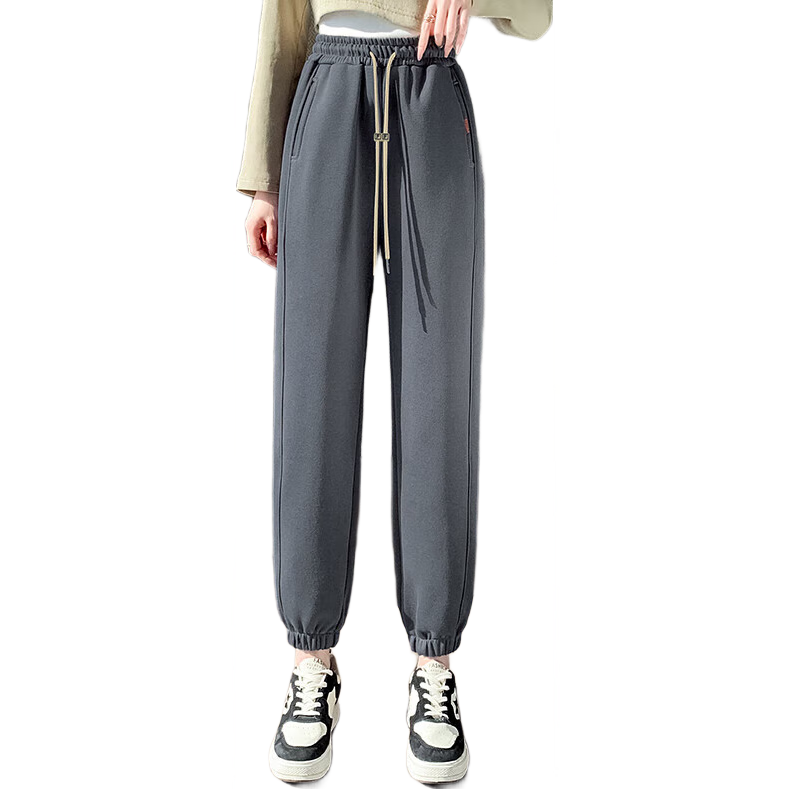 Halo Queen Women's Comfortable Loose-Fit Joggers with Elastic Cuffs, Slimming Effect for Petite Figures, Nine-Tenths Length Casual Pants H13QR1882