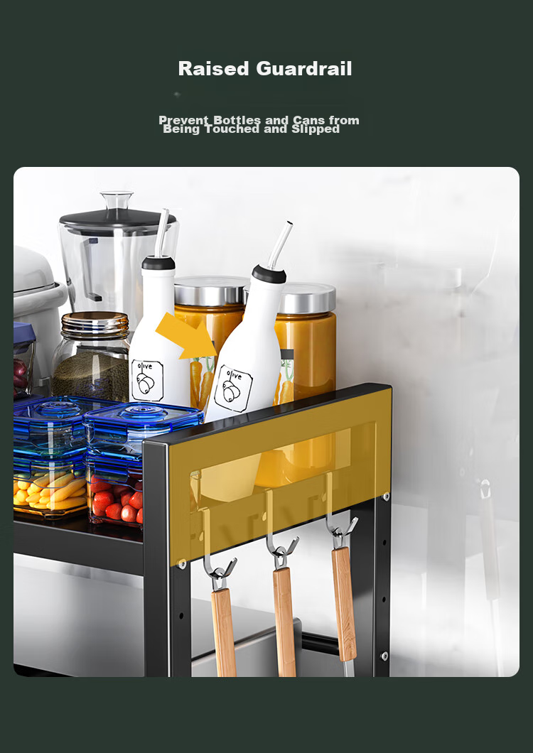 QIAONAMEI Kitchen Storage Rack, Extendable Microwave Oven Rack, Oven Shelf, Countertop Storage Rack, Double-Layer 7230-BK(C) 13