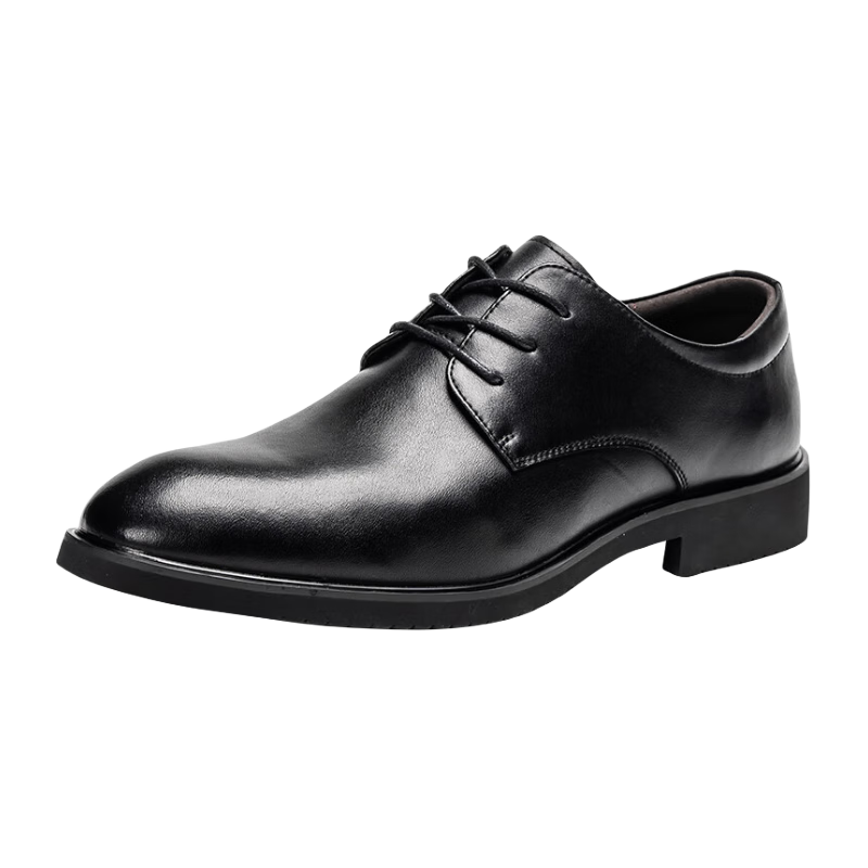 Huili Leather Shoes for Men, Business Casual Shoes, Fashionable Versatile Wedding Groom Formal Derby Shoes, 1220 Black Size 44