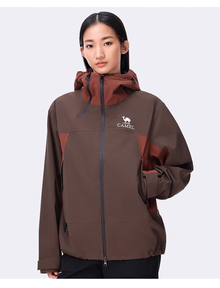 CAMEL Outdoor Hardshell Jacket for Men And Women, Windproof And Waterproof Coat, New Autumn Hiking Wear 2024 [Black Armor] R727 25