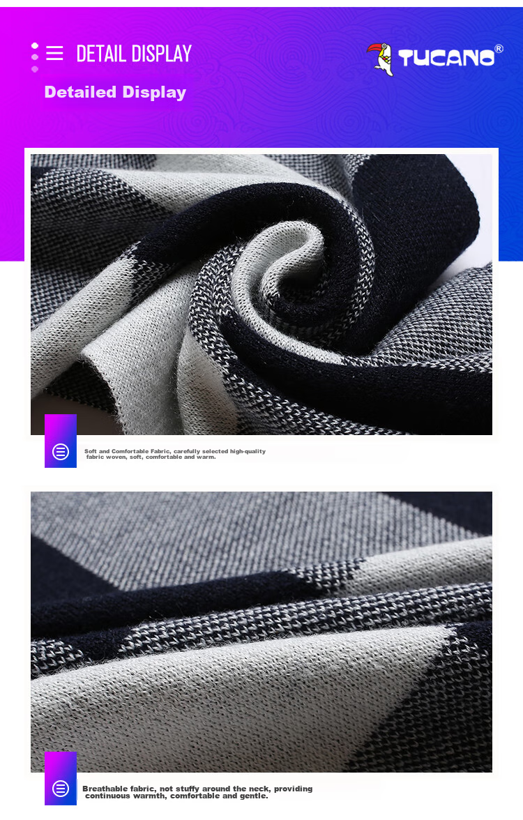 TUCANO Pure Wool Scarf for Men, Winter High-End Neck Warmer, Luxurious Gift for Men And Fathers, New Year Birthday Gift Box 10