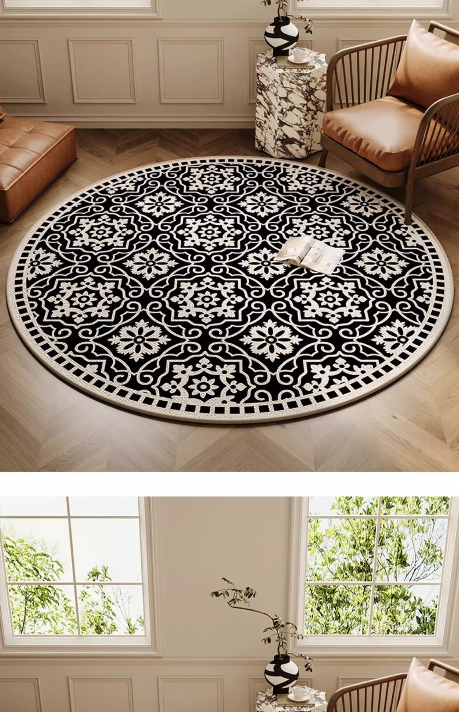 Yinshang Ancient Single-Person Sofa Round Carpet, Luxurious High-End Chair Pad for Foyer, Bedroom And Living Room, Swivel Chair Floor Mat 11