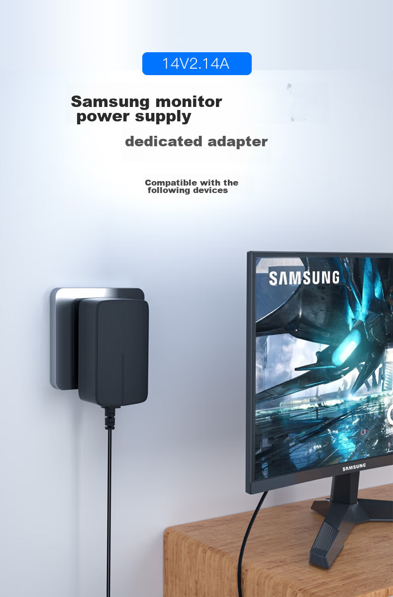 Jinlingshengbao Monitor Power Adapter, Desktop LCD Computer Screen Charger Cable, 14V 2.14A 1.78A 2.5A 1.79A 1.43A Power Cord 1