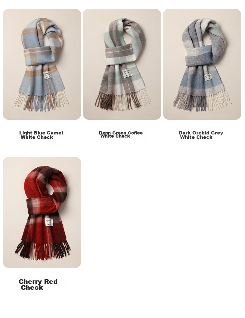 MiiOW Scarf for Women, Autumn And Winter Shawl, Pure Wool Plaid Neck Warmer, Gift for Girlfriend, National Day Birthday Present, New Year Gift Box 18