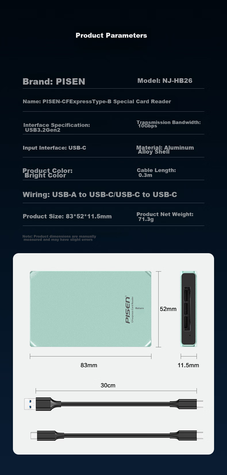Pisen USB3.2 Card Reader, CFe And B-Card Reader, 10Gbps Transfer Speed, Type B Card Reader, Compatible with Apple IPhone 15/16, Tianxue, Canon, Nikon Camera Storage Cards 15