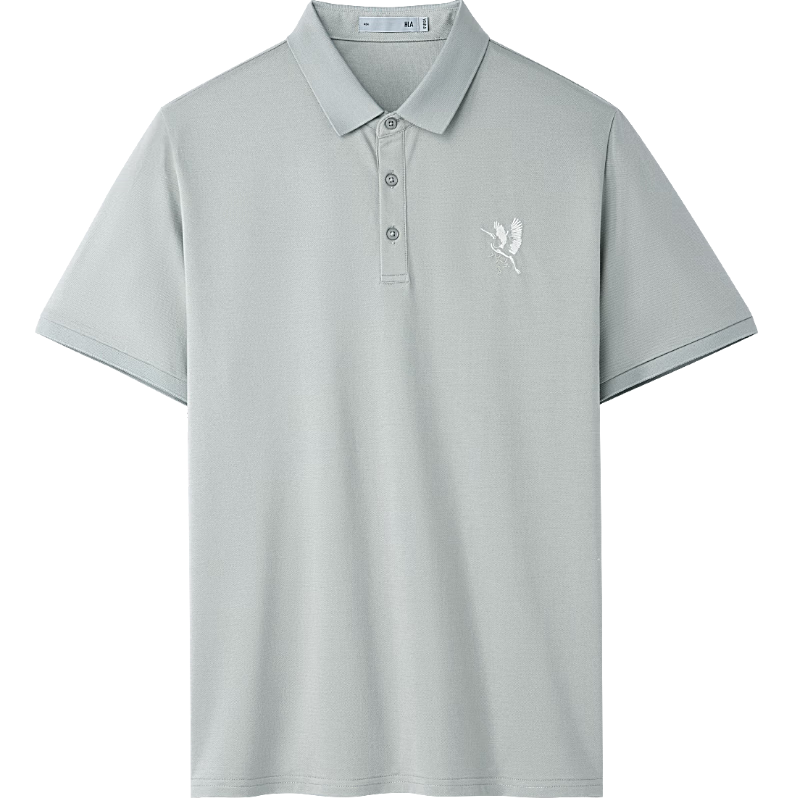 HLA Short-Sleeve Polo Shirt for Men, Breathable And Comfortable, Turn-Down Collar, Summer Style, Green-Gray, Size 4XL