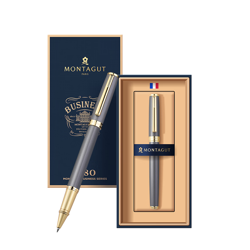 MONTAGUT [Mid-Autumn Festival Gift] Ballpoint Pen for Teachers, Metal Business Writing High-Quality Signature Pen Gift Premium Gift Box Set Lü Series Full Steel Color 0.5mm