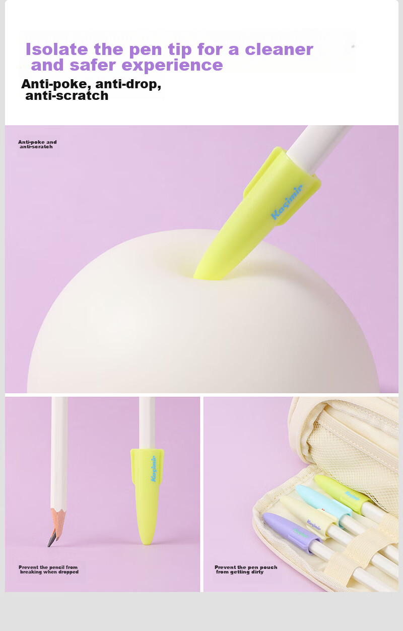 Kasimir Pencil Cap, Transparent Protective Cover, Elementary School Students, Kindergarten Beginners, Children's Pencil Cap, Hole Pen, Thick And Thin Barrel, Large Triangle Pencil Cap 6