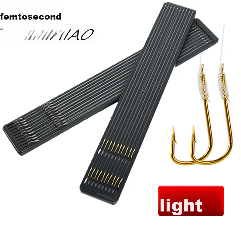Feimiao Fishing Line with Double Hooks And Barbs, Size 6/line 2.0 [10 Sets], Pre-Tied Double Hook Set, Ready-To Fishing Line, Fishing Tackle Accessories for Platform Fishing