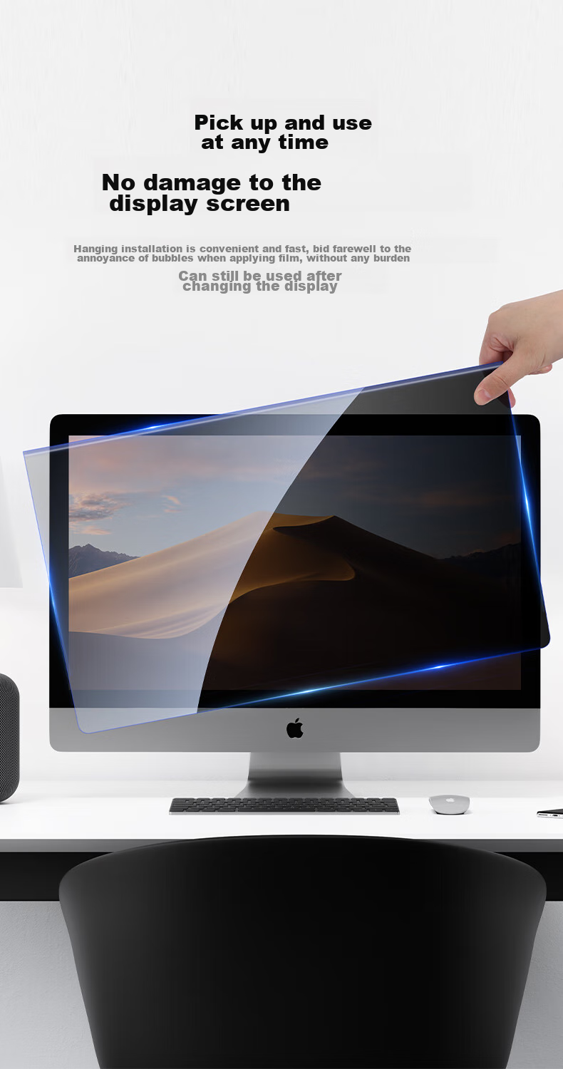 BIAZE Computer Privacy Screen Protector, Monitor Anti-Glare Film, Desktop Computer Screen Anti-Blue Light Eye Protection Privacy Film, Acrylic Hanging Type, 27 Inches, 16:9 11