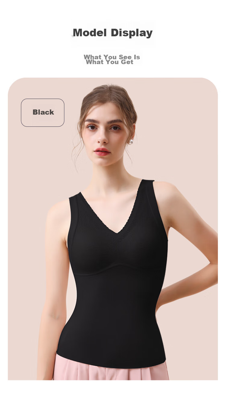 MiiOW Thermal Underwear Vest for Women with Lace Trim And Built-In Bra Pads, Acrylic Camisole, No Bra Needed, Base Layer, Gray, XL 18