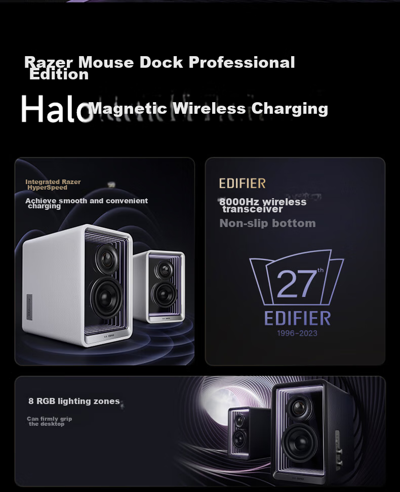 EDIFIER Halo 2.0 Abyss Monitoring Speaker, Bluetooth Computer Speaker, Desktop Speaker, TV Soundbar, Dawn White 3
