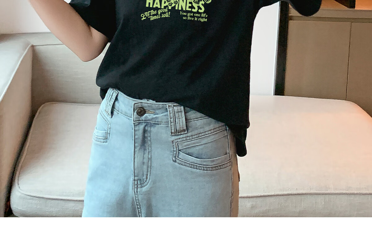 Halo Queen Women's Short-Sleeve T-Shirt, Summer Undershirt, Inner Layer Top, Trendy Letter Print, Loose-Fitting T-Shirt, H143T1418 51