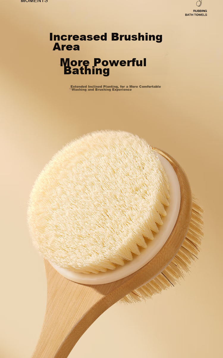 Creative Art Bath Brush Back Scrubber Exfoliating Tool Long Handle Double-Sided Dry Brush with Hard And Soft Bristles And Boar Bristles 8