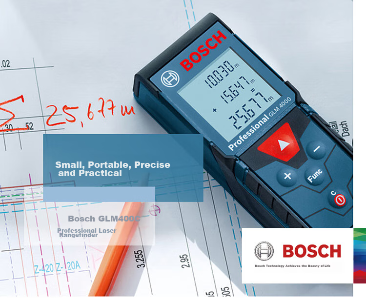 BOSCH Infrared Laser Rangefinder, Measuring Device for Room Dimensions, Electronic Tape Measure, Compact And Portable, 40 Meters Range, GLM 4000 3