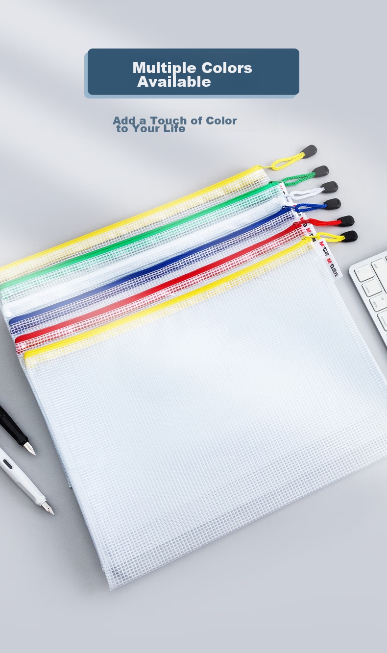 M&G Stationery B5 Grid Zipper Pouch, PVC Document Bag, Affordable Student Exam Paper Storage, File Organizer Pouch, 10-Pack ADMN4283 5