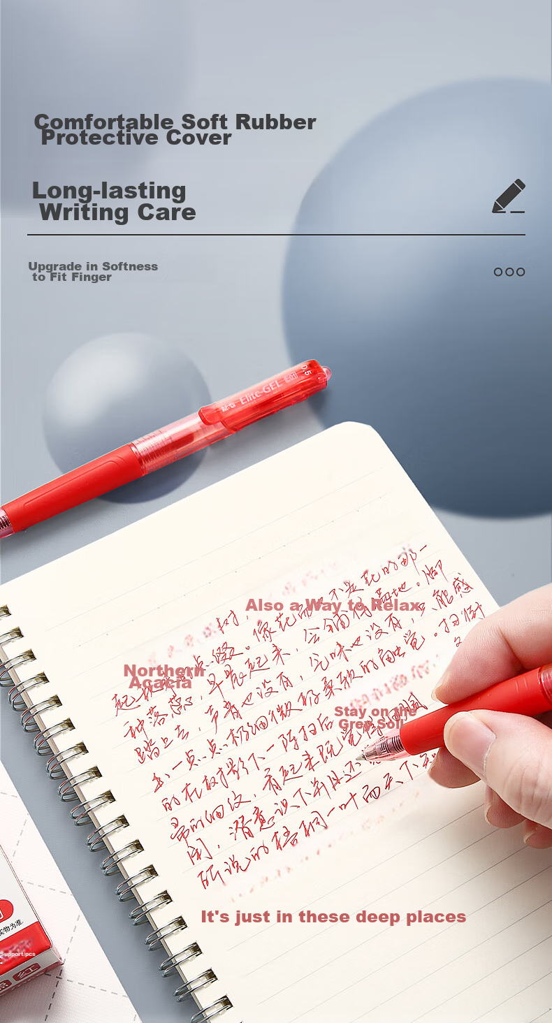 M&G Stationery E01 Retractable Gel Pen, Student 0.5mm Red Pen, Bullet Tip, Office Supplies, Red, 12 Pens/box, National Day Gift 6