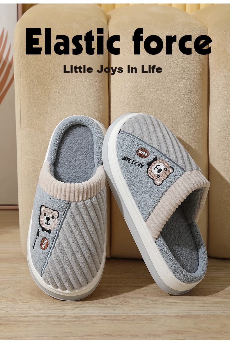 CARTELO Cotton Slippers for Men, Winter Indoor Slippers, Warm Home Cotton Slides, Men's Cotton Shoes, 1517M, Gray, Size 42-43 3