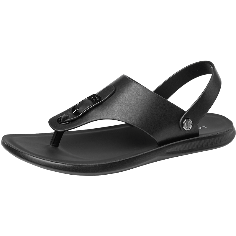 LAORENTOU Flip-Flops for Men, Fashionable And Simple Dual-Use Sandals, Outdoor Beach Slippers LT11107 Black 40