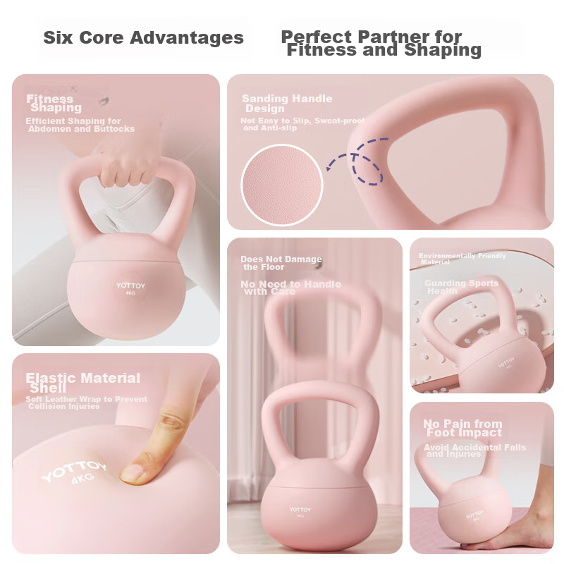 Гибкая гиря Yottoy Hip-Lifting Soft Kettlebell для женщин, для приседаний и силовых тренировок, домашнее фитнес-оборудование, 6 кг, дымчато-синий
