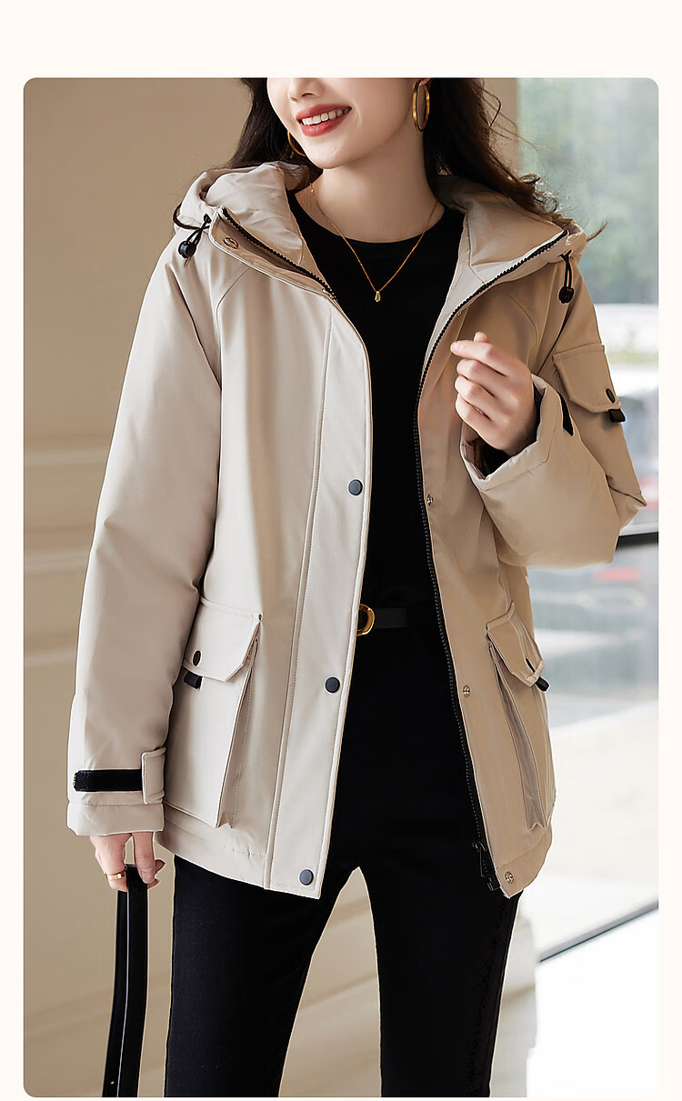 Dme [Sanfang Black Technology] Winter Warmth 90% Duck Down Hooded Adjustable Cuff Velcro Down Jacket Coat 2