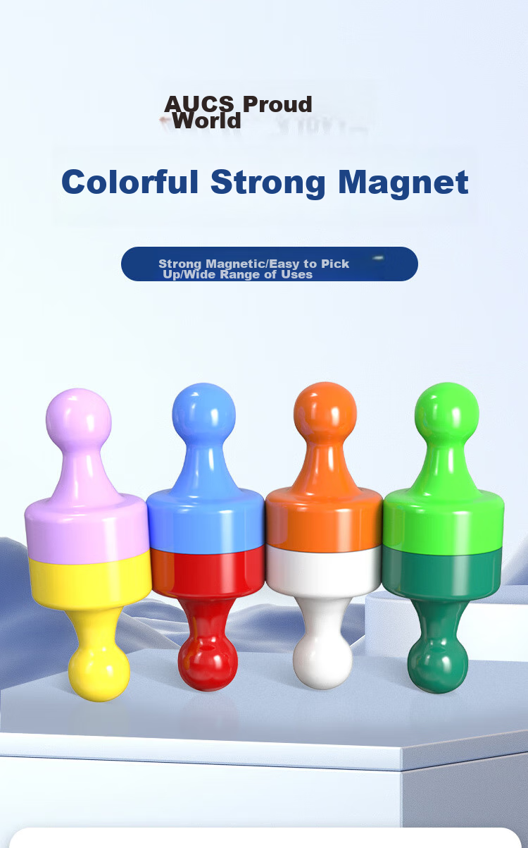 AUCS Chess-Shaped Super Strong Glass Whiteboard Magnetic Buckle, Magnet, Strong Magnet Blackboard, Iron Stone Neodymium Magnet, Magnetic Pin, Magnetic Buckle Blackboard Magnetic Adhesive, Magnetic Sticker Neodymium Iron Boron, 8 Pieces/8 Colors/19mm 1